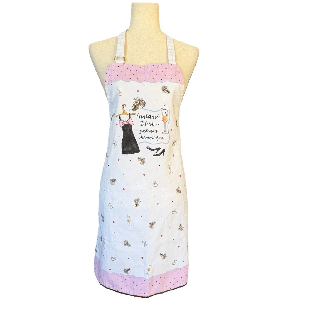 Kay Dee Designs Champagne Instant Diva Apron Kitchen Cooking Diamonds Pink Retro